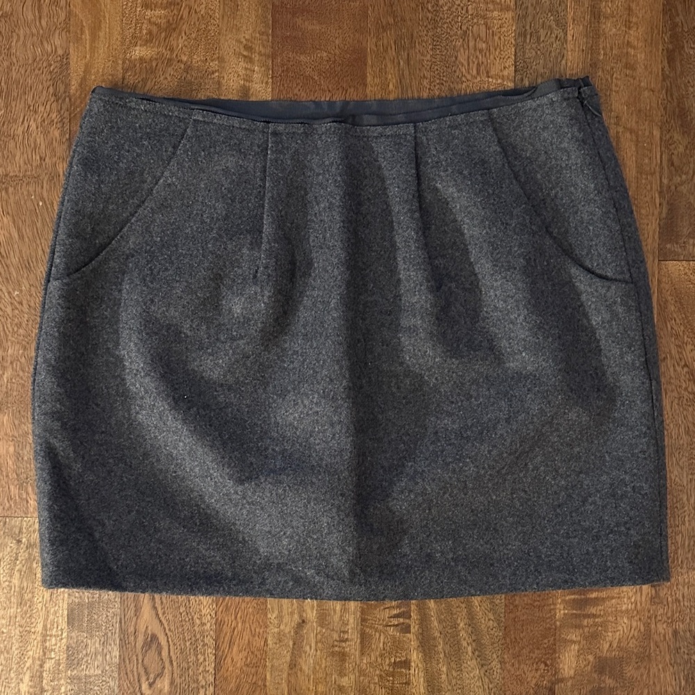 [J. Crew] Gray Pleated Wool Skirt